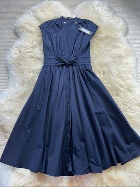 Kobi Halperin Navy Kiera Dress with Front Tie
